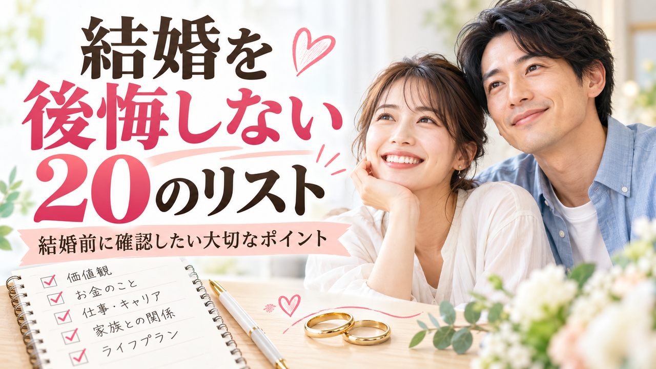 結婚を後悔しない20のチェックリスト｜福岡婚活の確認事項