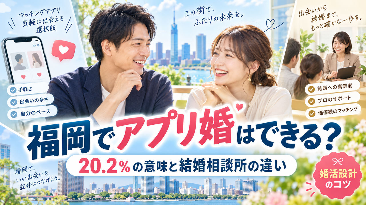 福岡でマッチングアプリから結婚へ｜20.2％と相談所比較